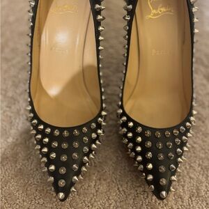 Christian Louboutin black with silver spikes size 39.5